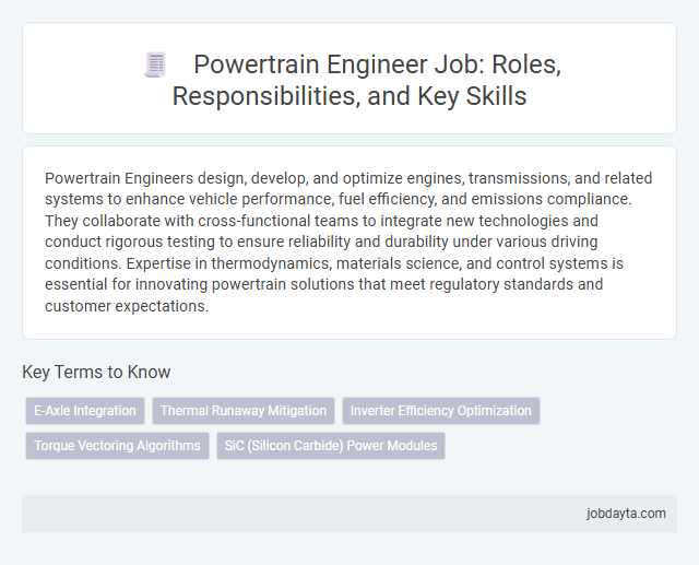 Powertrain Engineer Job: Roles, Responsibilities, and Key Skills
