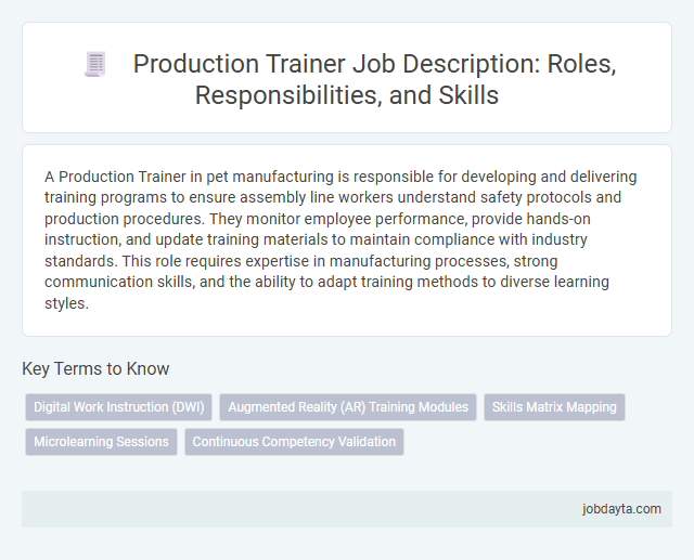 Production Trainer Job Description: Roles, Responsibilities, and Skills