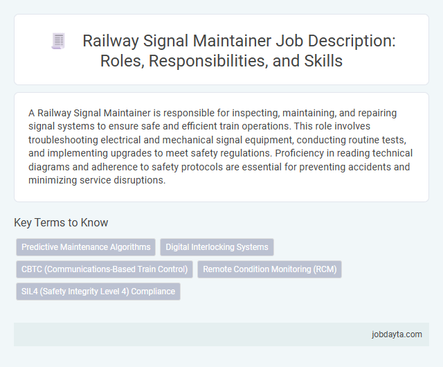 Railway Signal Maintainer Job Description: Roles, Responsibilities, and Skills