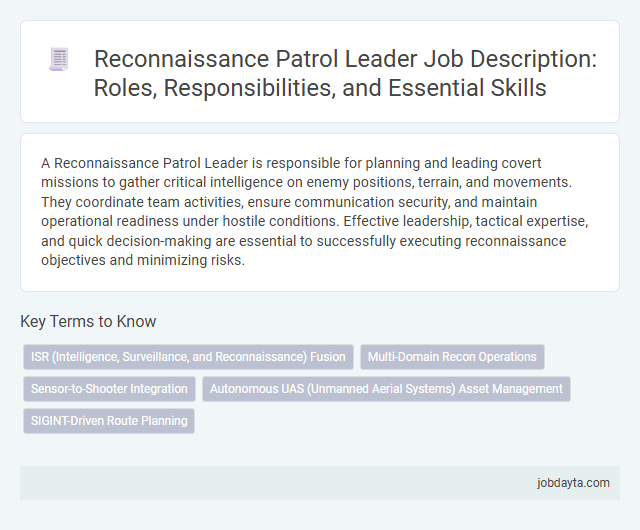 Reconnaissance Patrol Leader Job Description: Roles, Responsibilities, and Essential Skills