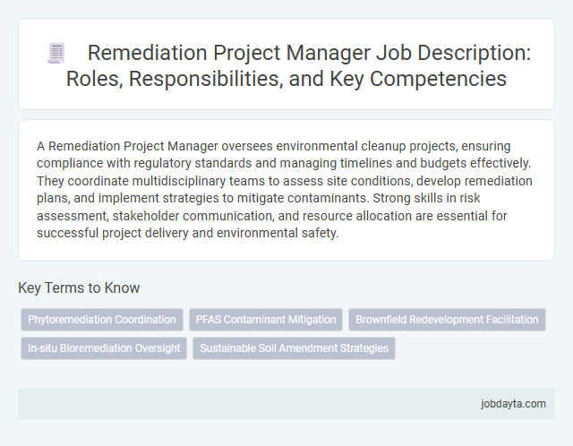 Remediation Project Manager Job Description: Roles, Responsibilities, and Key Competencies