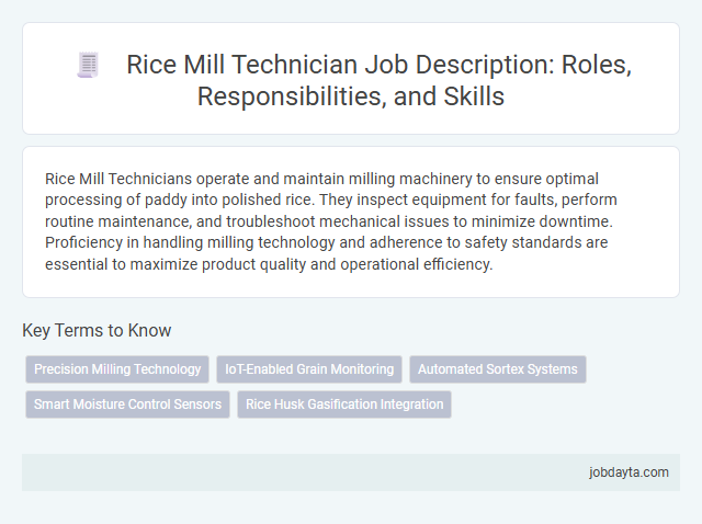 Rice Mill Technician Job Description: Roles, Responsibilities, and Skills