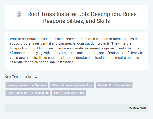 Roof Truss Installer Job: Description, Roles, Responsibilities, and Skills