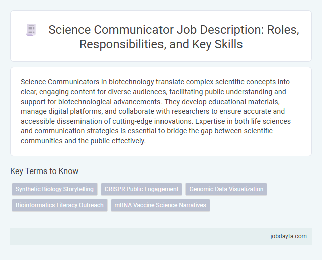 Science Communicator Job Description: Roles, Responsibilities, and Key Skills