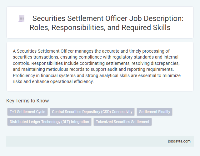 Securities Settlement Officer Job Description: Roles, Responsibilities, and Required Skills
