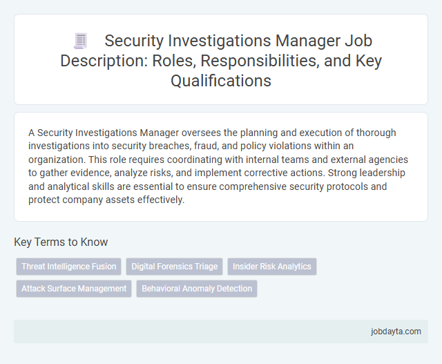 Security Investigations Manager Job Description: Roles, Responsibilities, and Key Qualifications