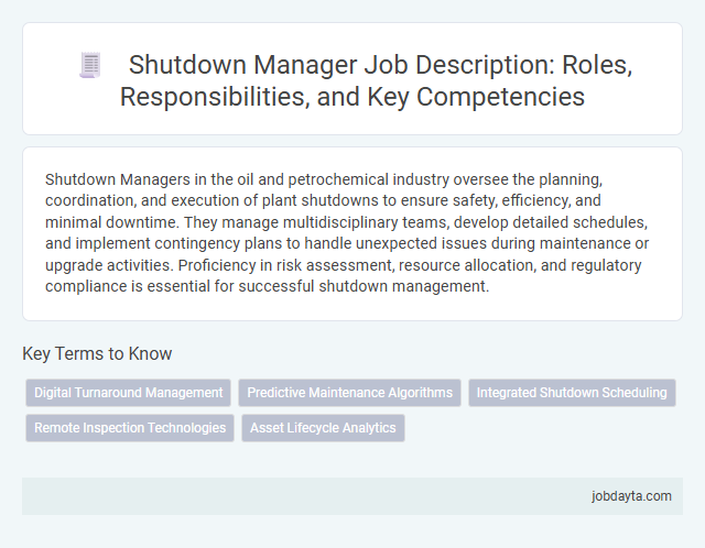 Shutdown Manager Job Description: Roles, Responsibilities, and Key Competencies