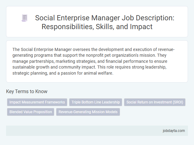 Social Enterprise Manager Job Description: Responsibilities, Skills, and Impact