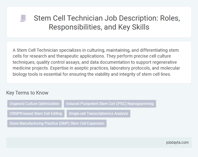 Stem Cell Technician Job Description: Roles, Responsibilities, and Key Skills