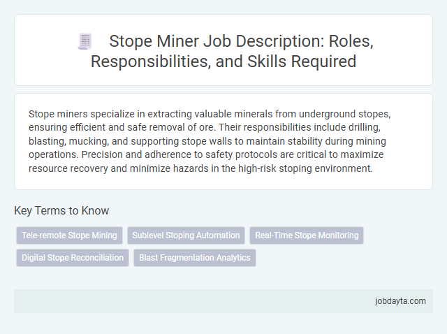 Stope Miner Job Description: Roles, Responsibilities, and Skills Required