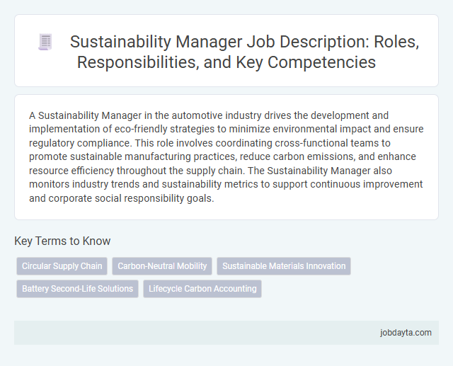Sustainability Manager Job Description: Roles, Responsibilities, and Key Competencies