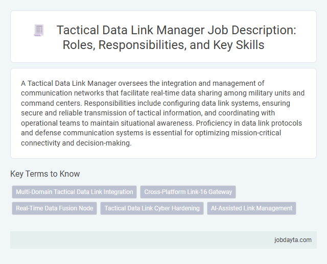 Tactical Data Link Manager Job Description: Roles, Responsibilities, and Key Skills