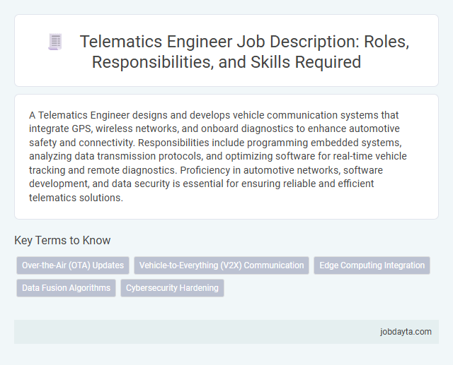 Telematics Engineer Job Description: Roles, Responsibilities, and Skills Required