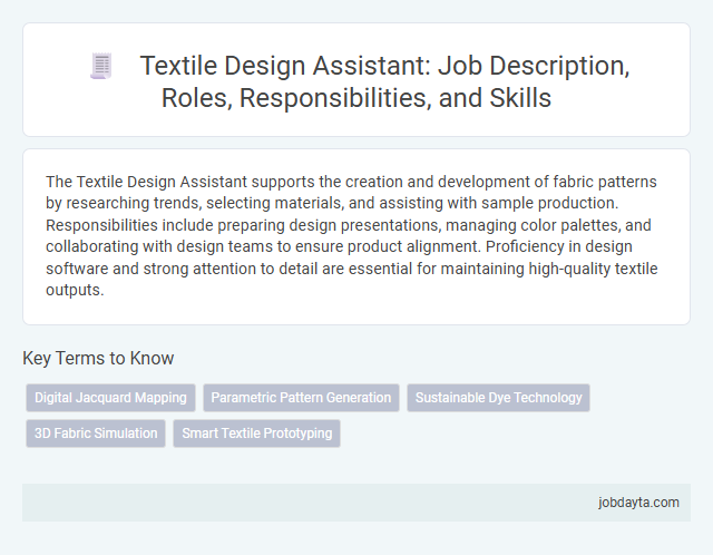 Textile Design Assistant: Job Description, Roles, Responsibilities, and Skills