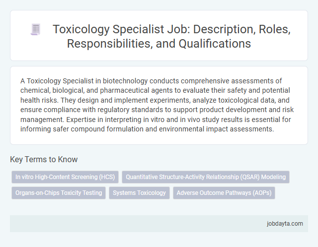 Toxicology Specialist Job: Description, Roles, Responsibilities, and Qualifications