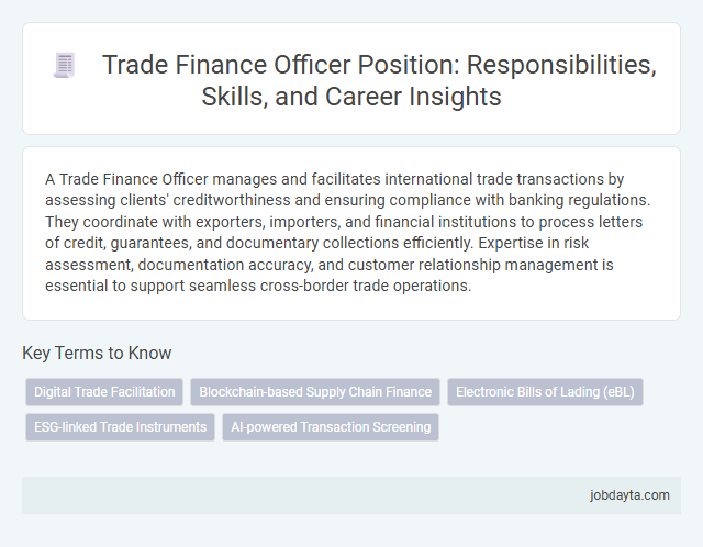 Trade Finance Officer Position: Responsibilities, Skills, and Career Insights