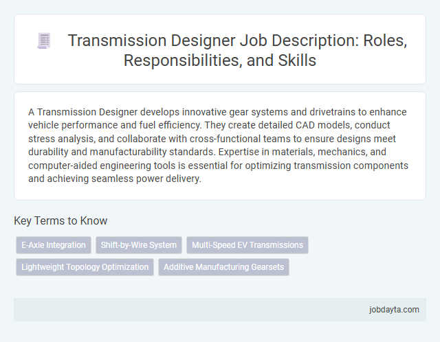 Transmission Designer Job Description: Roles, Responsibilities, and Skills