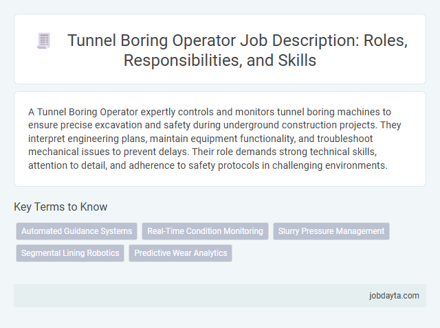 Tunnel Boring Operator Job Description: Roles, Responsibilities, and Skills
