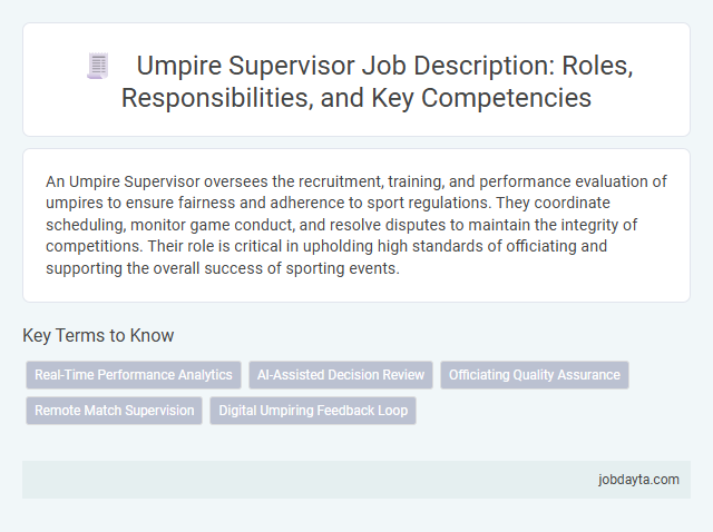 Umpire Supervisor Job Description: Roles, Responsibilities, and Key Competencies