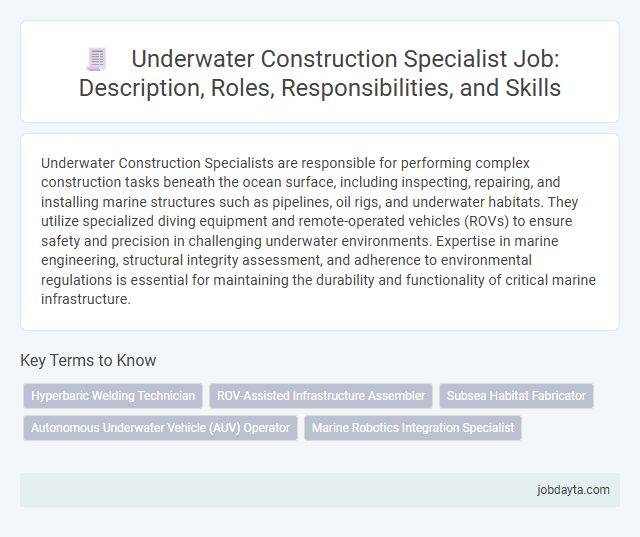Underwater Construction Specialist Job: Description, Roles, Responsibilities, and Skills