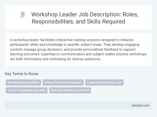 Workshop Leader Job Description: Roles, Responsibilities, and Skills Required
