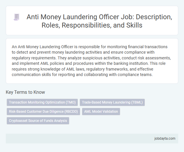 Anti Money Laundering Officer Job: Description, Roles, Responsibilities, and Skills