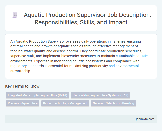 Aquatic Production Supervisor Job Description: Responsibilities, Skills, and Impact