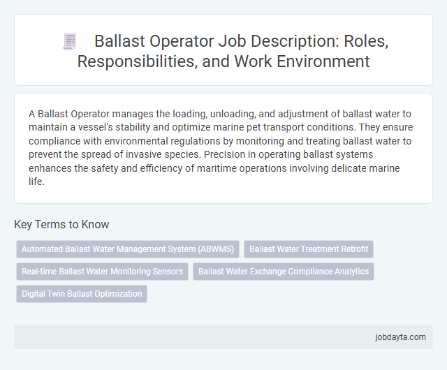 Ballast Operator Job Description: Roles, Responsibilities, and Work Environment
