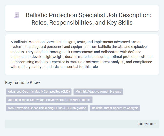 Ballistic Protection Specialist Job Description: Roles, Responsibilities, and Key Skills