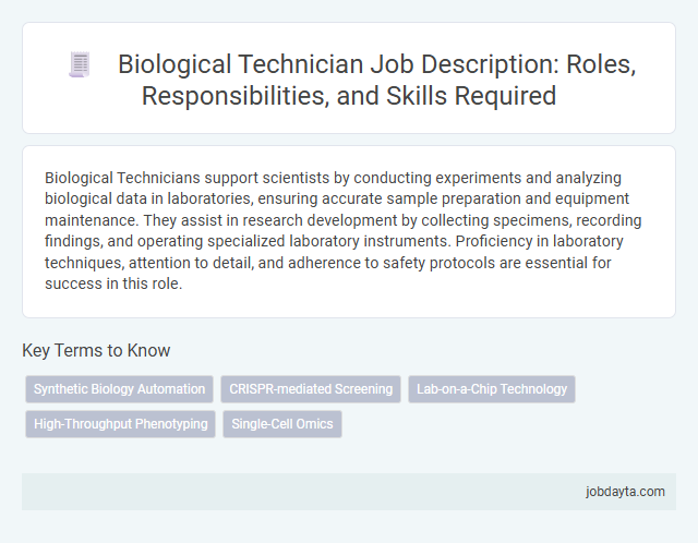 Biological Technician Job Description: Roles, Responsibilities, and Skills Required