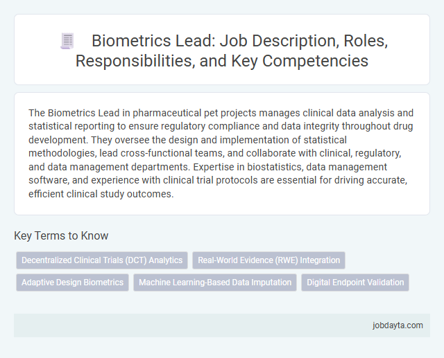 Biometrics Lead: Job Description, Roles, Responsibilities, and Key Competencies