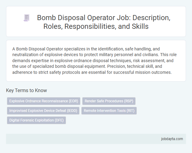 Bomb Disposal Operator Job: Description, Roles, Responsibilities, and Skills