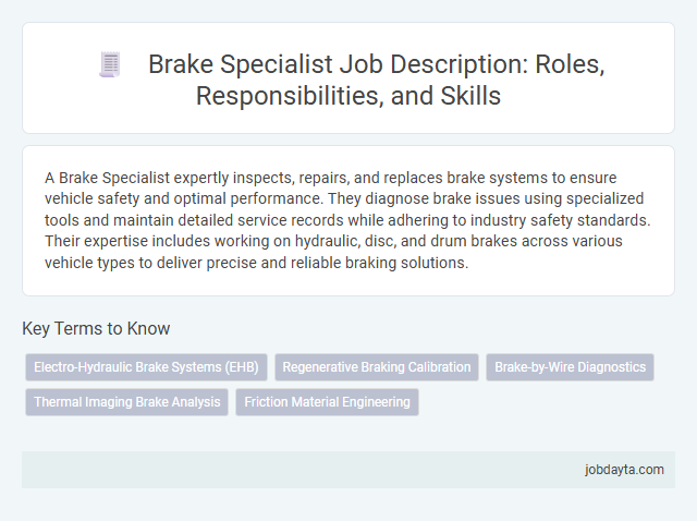 Brake Specialist Job Description: Roles, Responsibilities, and Skills