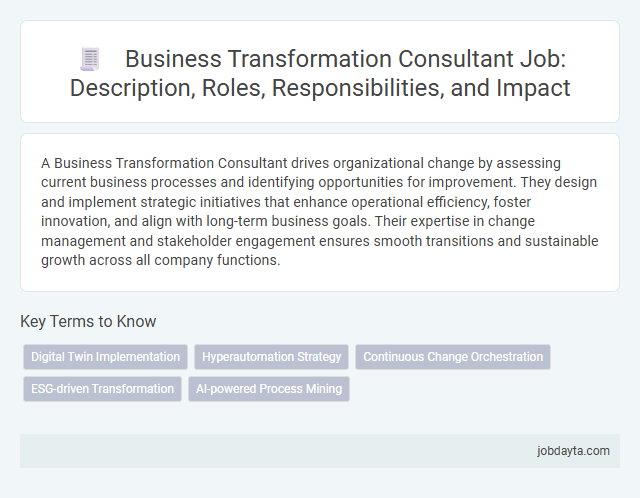 Business Transformation Consultant Job: Description, Roles, Responsibilities, and Impact