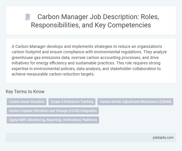 Carbon Manager Job Description: Roles, Responsibilities, and Key Competencies