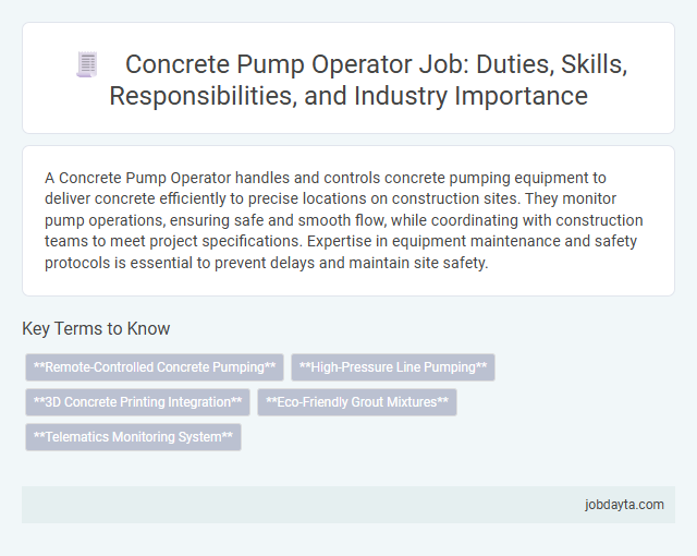 Concrete Pump Operator Job: Duties, Skills, Responsibilities, and Industry Importance
