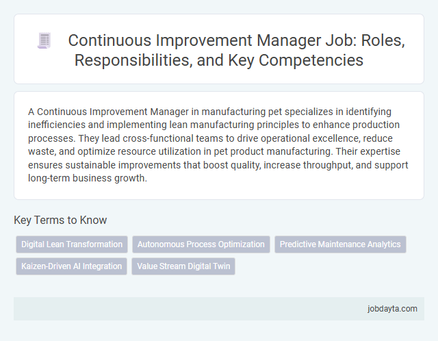 Continuous Improvement Manager Job: Roles, Responsibilities, and Key Competencies