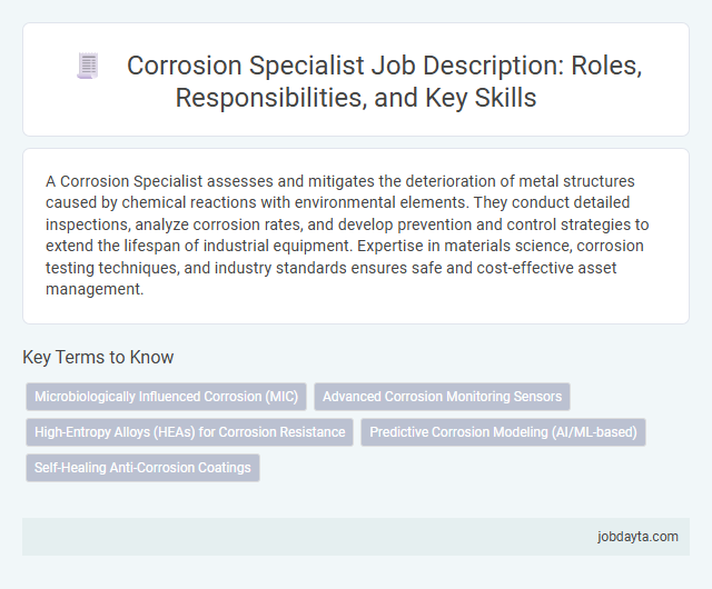 Corrosion Specialist Job Description: Roles, Responsibilities, and Key Skills