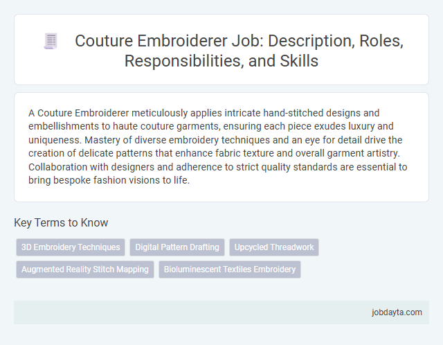 Couture Embroiderer Job: Description, Roles, Responsibilities, and Skills