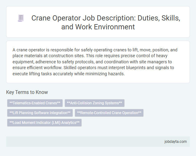 Crane Operator Job Description: Duties, Skills, and Work Environment