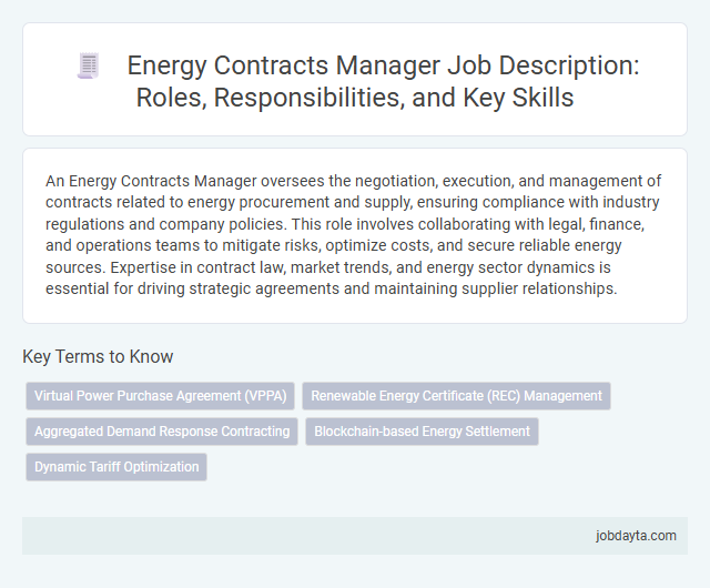 Energy Contracts Manager Job Description: Roles, Responsibilities, and Key Skills