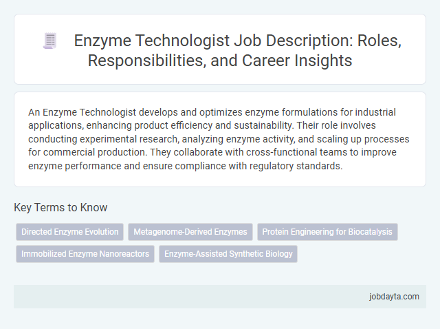 Enzyme Technologist Job Description: Roles, Responsibilities, and Career Insights