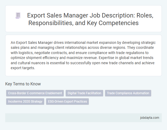 Export Sales Manager Job Description: Roles, Responsibilities, and Key Competencies