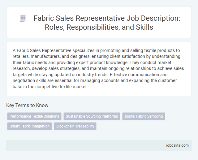 Fabric Sales Representative Job Description: Roles, Responsibilities, and Skills