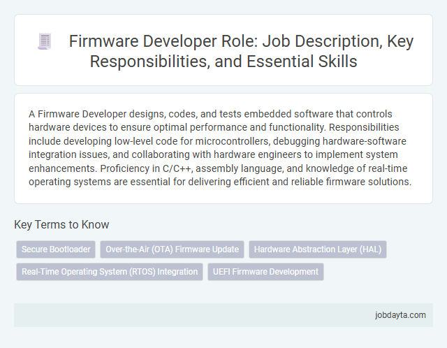 Firmware Developer Role: Job Description, Key Responsibilities, and Essential Skills