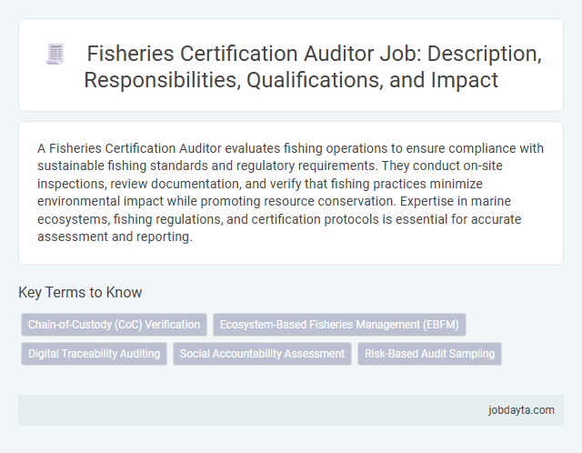 Fisheries Certification Auditor Job: Description, Responsibilities, Qualifications, and Impact