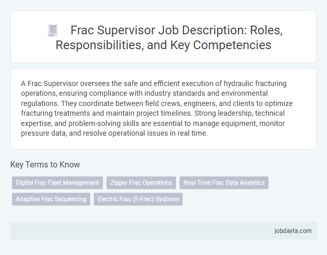 Frac Supervisor Job Description: Roles, Responsibilities, and Key Competencies