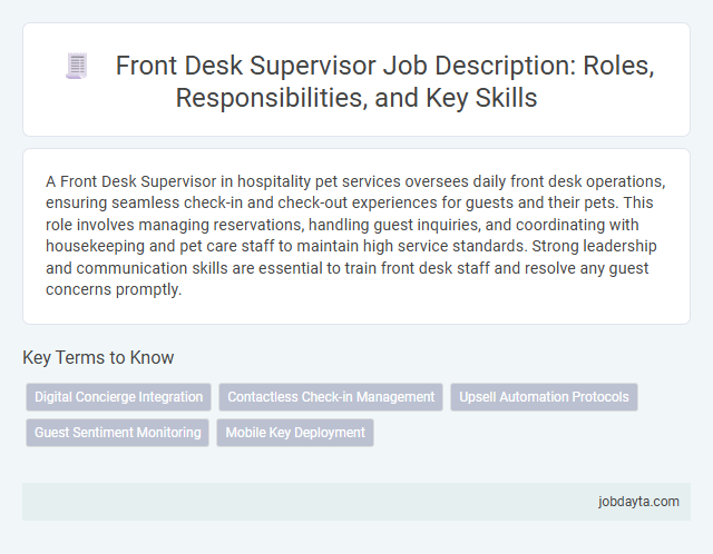 Front Desk Supervisor Job Description: Roles, Responsibilities, and Key Skills