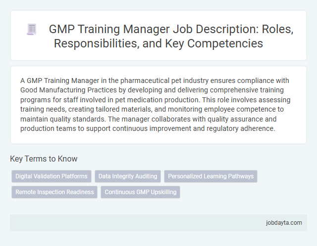GMP Training Manager Job Description: Roles, Responsibilities, and Key Competencies