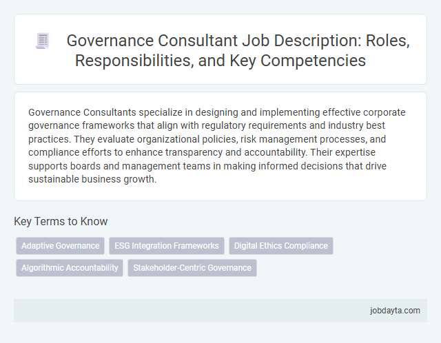 Governance Consultant Job Description: Roles, Responsibilities, and Key Competencies